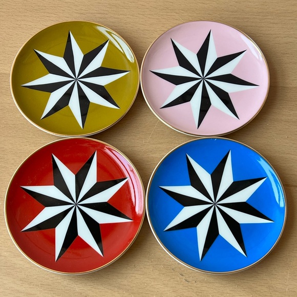 JONATHAN ADLER MAXIME COLLECTION SET OF 4 MULTI COLOR PORCELAIN COASTERS IN BOX